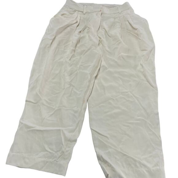 Co Pants Womens 8 White Draped Pocket Trousers High Rise Pleated - Picture 2 of 13